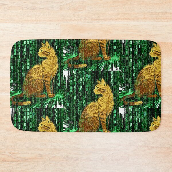 Item preview, Gold Leaf Matrix Cat - Cyberpunk Golden Tabby Digital Art designed and sold by Hen-C-Art.
