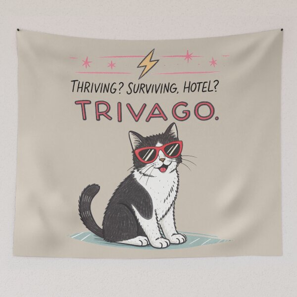 Item preview, Thriving Surviving Hotel Trivago - Funny Deadpan Cat Meme Humor Gift designed and sold by Artiviose.