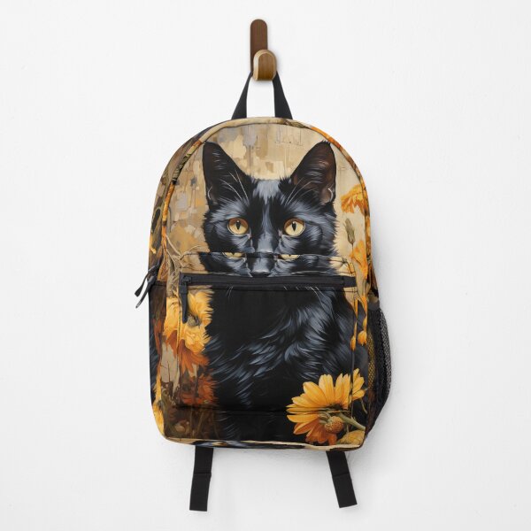 Artikelvorschau, Schwarze Katze mit Herbstblumen entworfen und verkauft von Erika Kaisersot.