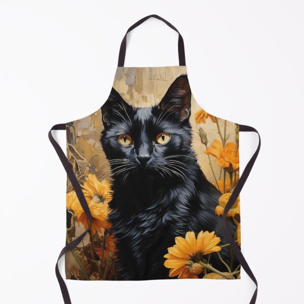 Artikelvorschau, Schwarze Katze mit Herbstblumen entworfen und verkauft von Erika Kaisersot.