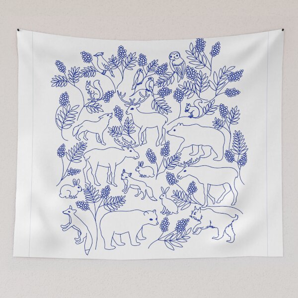 Item preview, nordic forest in blue designed and sold by anneamanda.