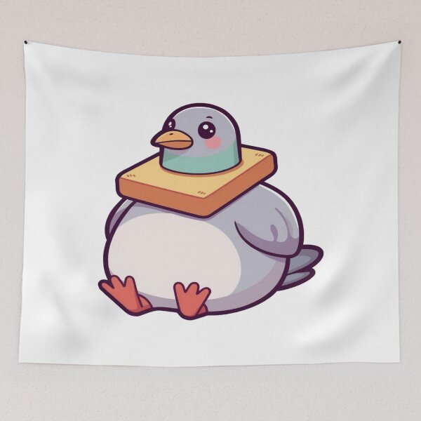 Item preview, Funny Chubby Pigeon Wearing Bread Toast Art designed and sold by CeliaZnx.