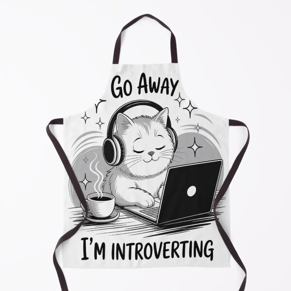 Item preview, Introvert Cat with Coffee on Computer Antisocial Emo Goth designed and sold by TheRetroStyle.
