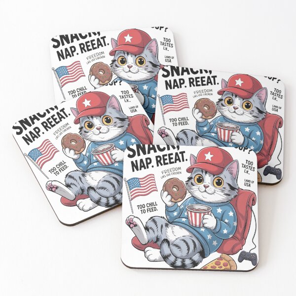 Item preview, Snack Nap Repeat Cat USA Chill Style designed and sold by NicolaMail.