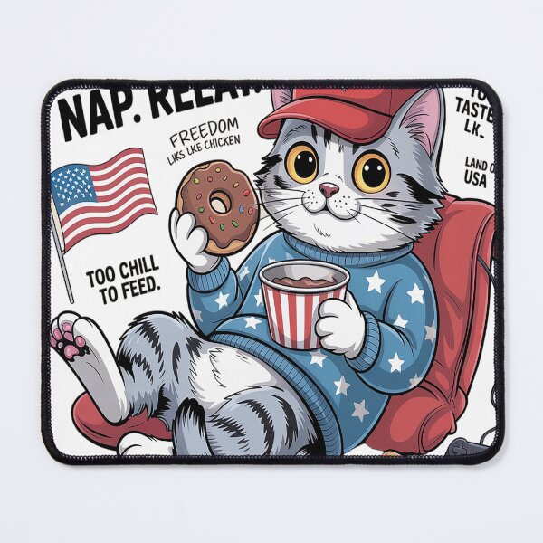 Item preview, Snack Nap Repeat Cat USA Chill Style designed and sold by NicolaMail.