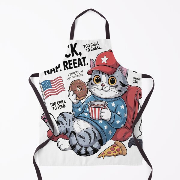 Item preview, Snack Nap Repeat Cat USA Chill Style designed and sold by NicolaMail.