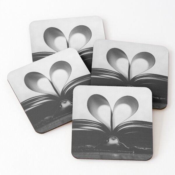 Item preview, Bookends, heart hands book pages magical romantic black and white vintage photograph poster art print designed and sold by Astrid Arkhangelsky.