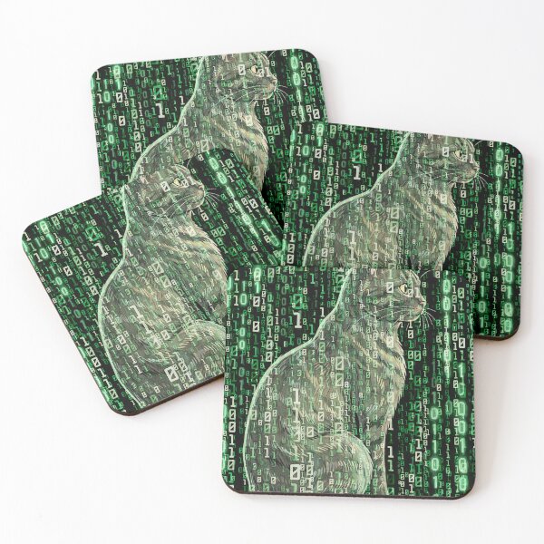 Item preview, Cyberpunk Matrix Cat: Digital Code Tabby Art designed and sold by Hen-C-Art.