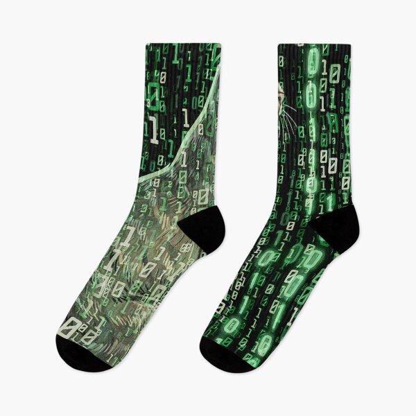 Item preview, Cyberpunk Matrix Cat: Digital Code Tabby Art designed and sold by Hen-C-Art.