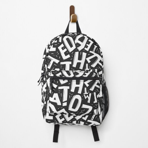 Item preview, Bold White Alphabet Doodle Pattern – Hand-Drawn Typography on Black Seamless Design designed and sold by Windy-market.