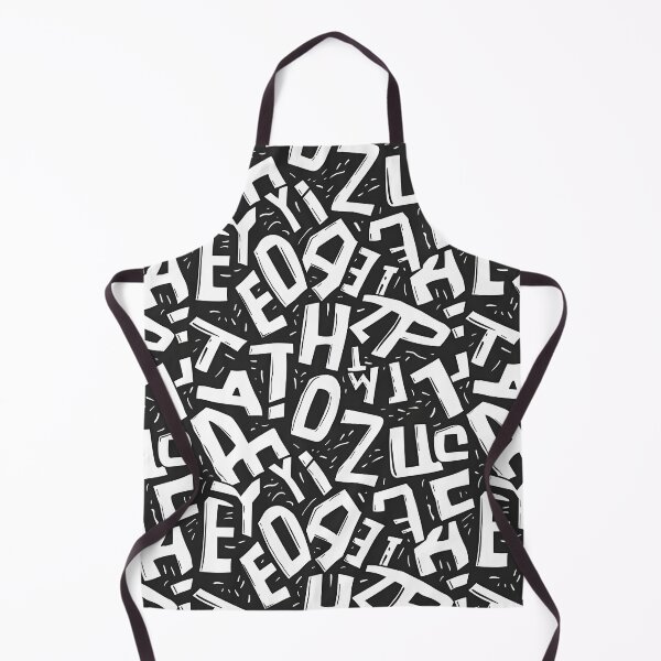 Item preview, Bold White Alphabet Doodle Pattern – Hand-Drawn Typography on Black Seamless Design designed and sold by Windy-market.