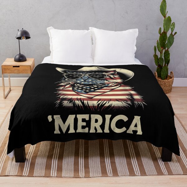 Item preview, USA 'Merica Cat 4th of July Men Women Kids Funny Patriotic designed and sold by THREE LITTLE BEANS.