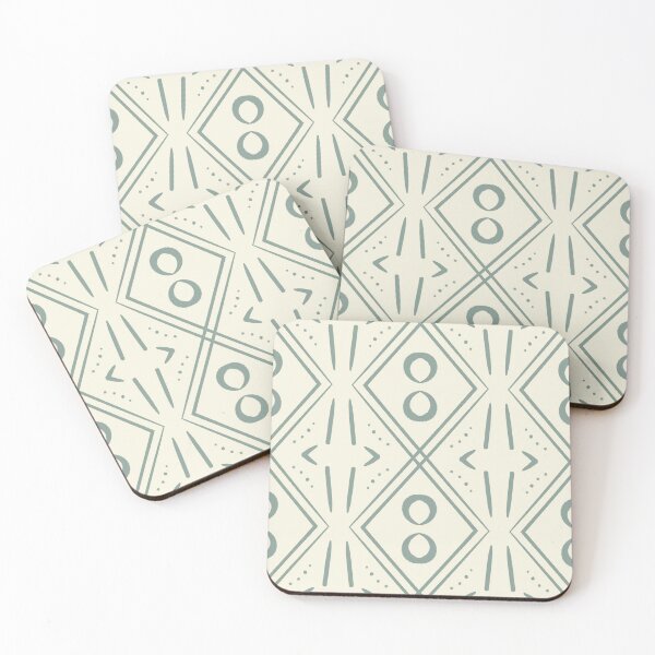 Item preview, Bohemian blue tribal ornaments on a cream background  designed and sold by Yana Mustafina | Boho Soulful Designs.