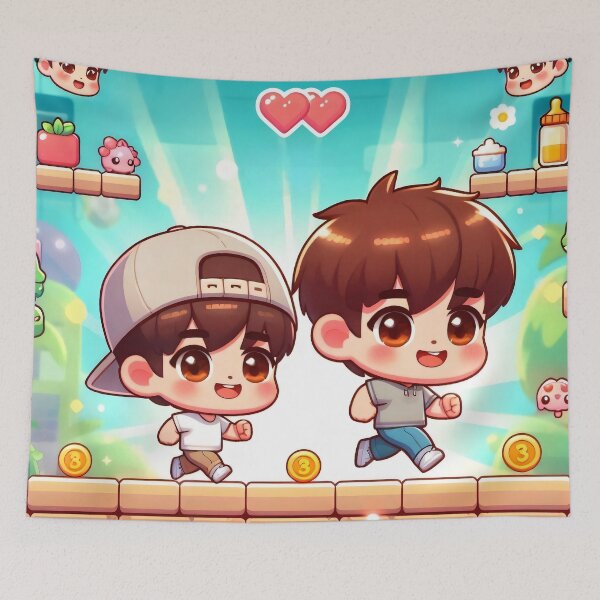 Item preview, Cute Brothers Side Scroller Game designed and sold by AI-Only Creations.