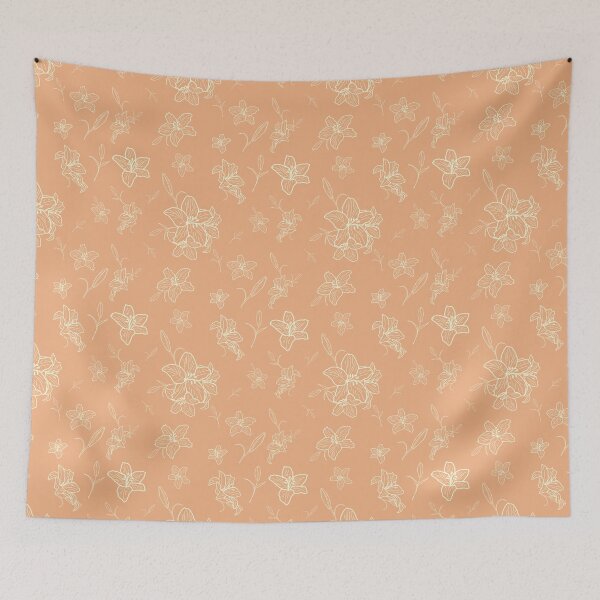 Item preview, Boho peachy and creamy pastel Floral Line Pattern designed and sold by Yana Mustafina | Boho Soulful Designs.