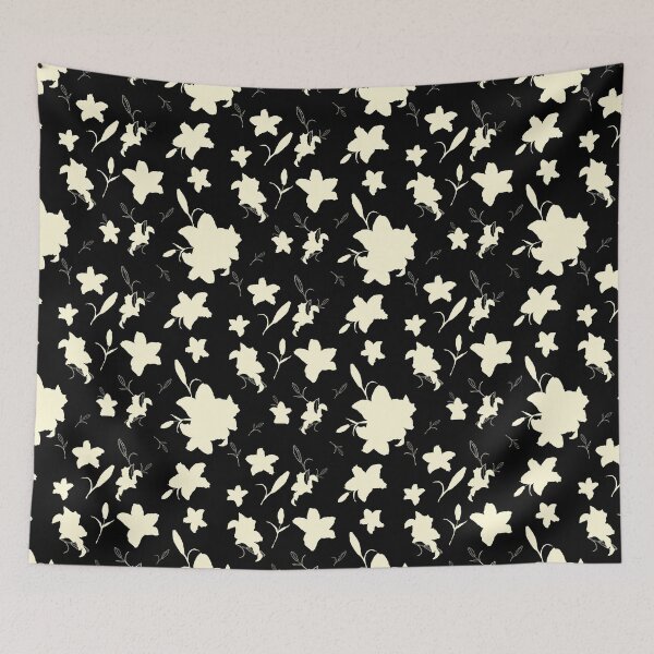 Item preview, Bohemian Black and creamy Floral Line Art Pattern designed and sold by Yana Mustafina | Boho Soulful Designs.