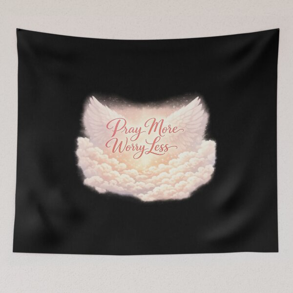 Item preview, Pray More Worry Less - Aesthetic Christian Design, Inspirational Faith Quote, Religious Gift designed and sold by MKreative Studio.