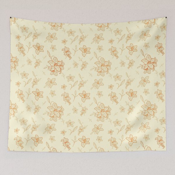 Item preview, Bohemian peachy and creamy pastel Floral Line Pattern designed and sold by Yana Mustafina | Boho Soulful Designs.