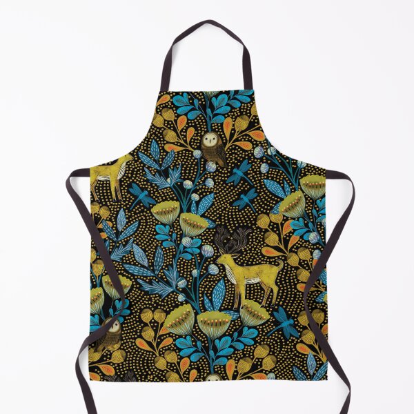 Item preview, Whimsical Woodland Owls and Stags in a Block Print Forest designed and sold by phatlizzardart.
