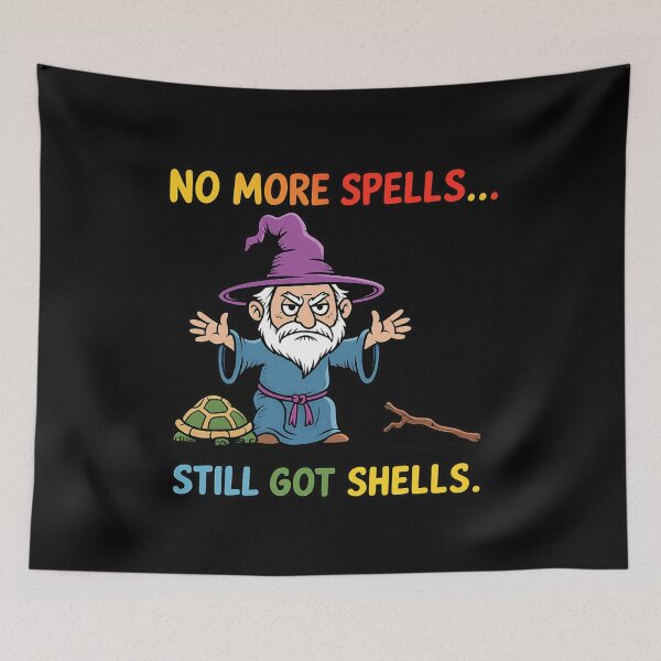 Item preview, Wizard With No Spells Still Has Shells Funny Fantasy Meme | DnD RPG Wizard Joke designed and sold by maxiprom.