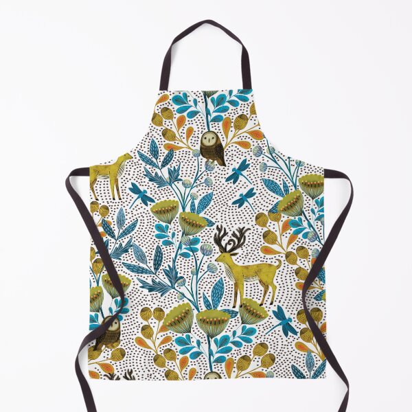 Item preview, Whimsical Woodland Owls and Stags in a Block Print Forest designed and sold by phatlizzardart.