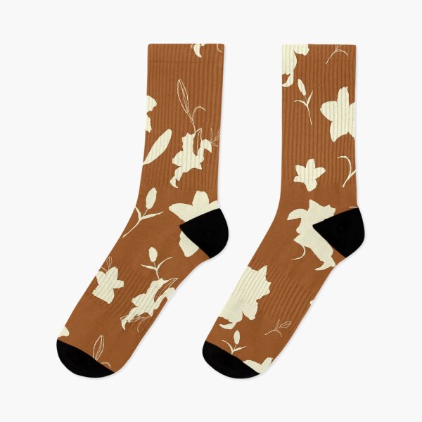 Item preview, Bohemian brown and creamy pastel Floral Line Pattern designed and sold by Yana Mustafina | Boho Soulful Designs.