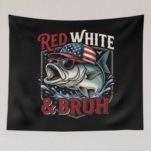 Item preview, Patriotic Red White & Bruh America Fish Fishing 4th of July designed and sold by THREE LITTLE BEANS.