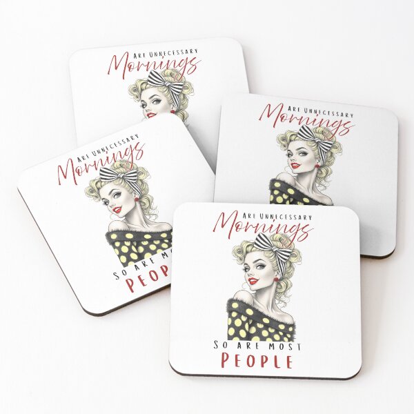 Item preview, Funny Sarcastic Morning People Design – Dark Feminine Pin Up Girl – Mornings Are Unnecessary Quote designed and sold by KymeraStudio25.