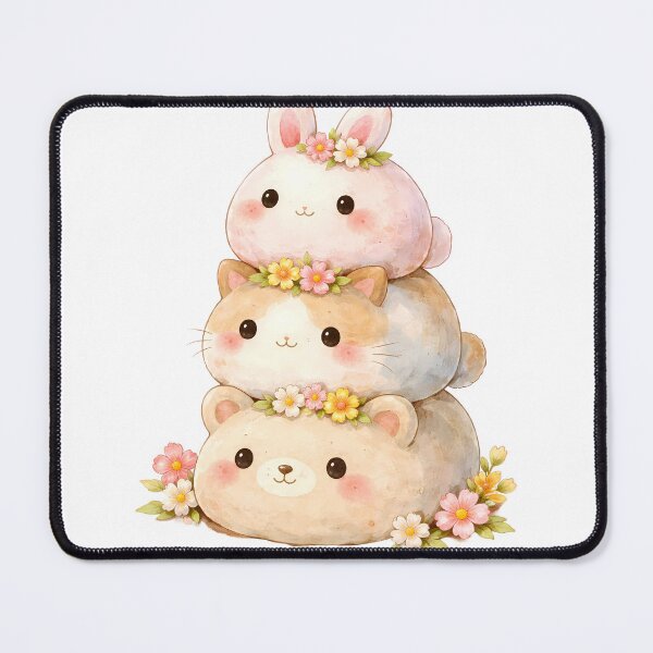 Item preview, Cute Mochi Animal Stack - Bunny, Cat, Bear Kawaii Ghibli Art designed and sold by Art-Selling.
