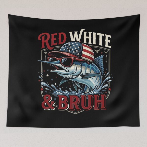 Item preview, Patriotic Red White & Bruh America Fish Fishing 4th of July designed and sold by THREE LITTLE BEANS.