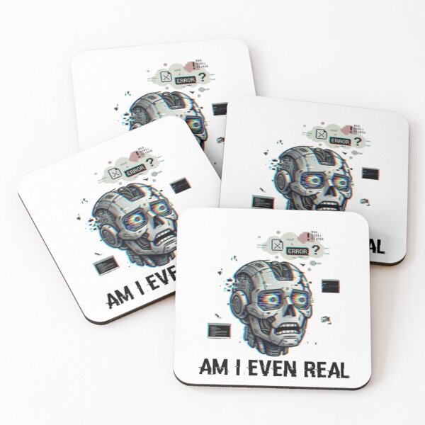 Item preview, Am I Even Real Glitch AI Sticker designed and sold by Imaginarium of Chaos falcon88 .