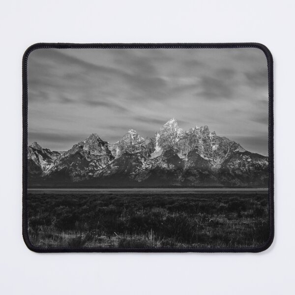 Item preview, Jackson Hole, Grand Teton National Park, snowy winter peaks landscape black and white photograph poster art print designed and sold by Astrid Arkhangelsky.
