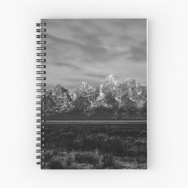 Item preview, Jackson Hole, Grand Teton National Park, snowy winter peaks landscape black and white photograph poster art print designed and sold by Astrid Arkhangelsky.