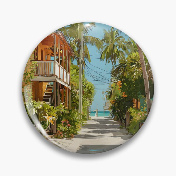 Item preview, Key Largo Pastel Street with Bicycle and Palm Trees designed and sold by daila70.