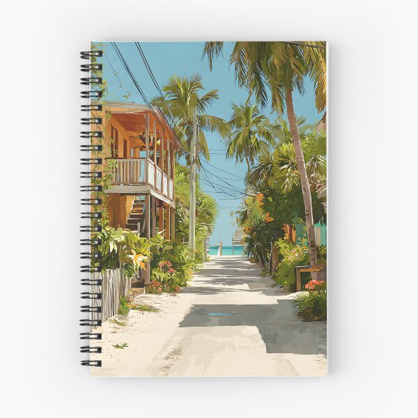 Item preview, Key Largo Pastel Street with Bicycle and Palm Trees designed and sold by daila70.