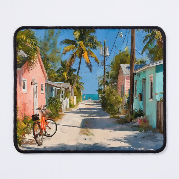 Item preview, Key Largo Palm Lined Street with Bicycle to Ocean designed and sold by daila70.