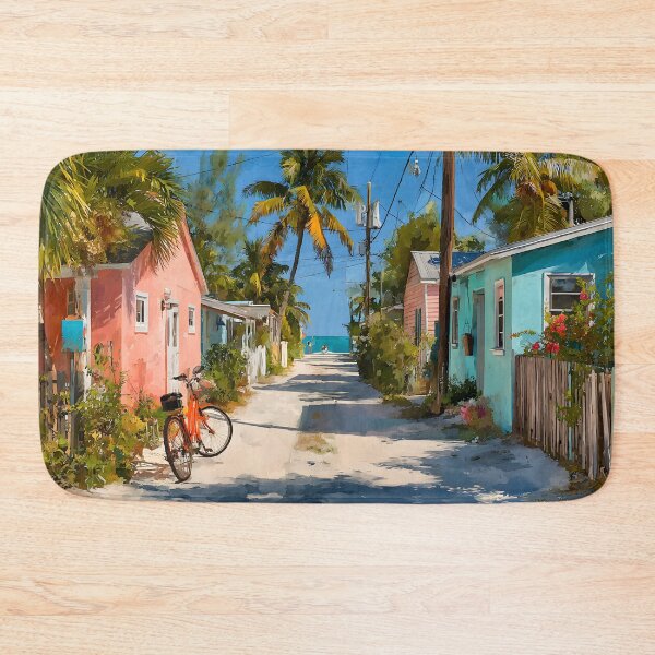 Item preview, Key Largo Palm Lined Street with Bicycle to Ocean designed and sold by daila70.