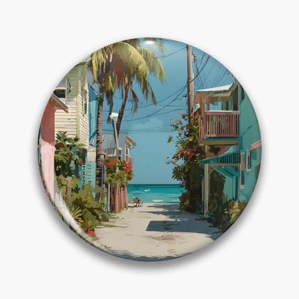 Item preview, Key Largo Tropical Street Scene with Bicycle and Ocean designed and sold by daila70.