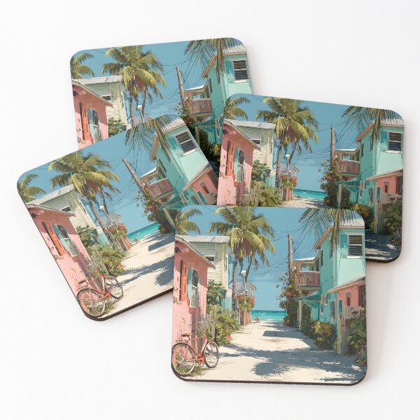 Item preview, Key Largo Tropical Street Scene with Bicycle and Ocean designed and sold by daila70.