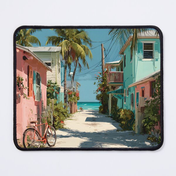 Item preview, Key Largo Tropical Street Scene with Bicycle and Ocean designed and sold by daila70.