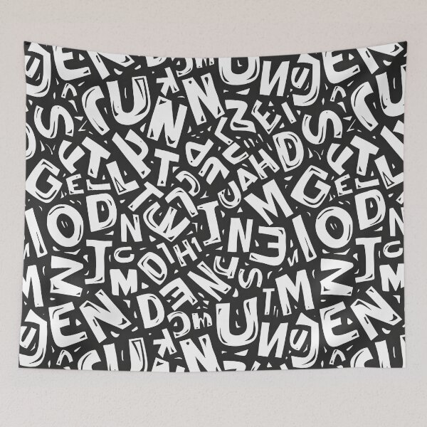 Item preview, Black & White Abstract Alphabet Pattern – Bold Hand-Drawn Typography Seamless Design designed and sold by Windy-market.