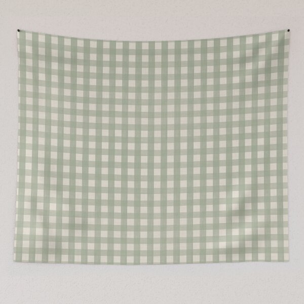 Item preview, Soft sage green gingham plaid - Cottagecore check pattern designed and sold by Illustrated by Nat.