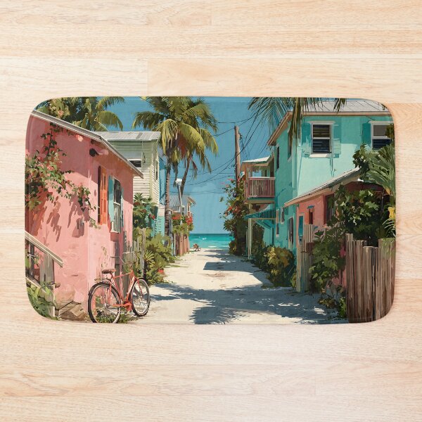 Item preview, Key Largo Tropical Street Scene with Bicycle and Ocean designed and sold by daila70.