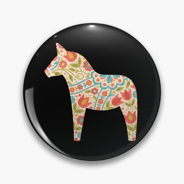 Item preview, Cream Dala Horse – Scandinavian Folk Art Fusion by heidiannemorris © designed and sold by FOLK ART FUSION by heidiannemorris.