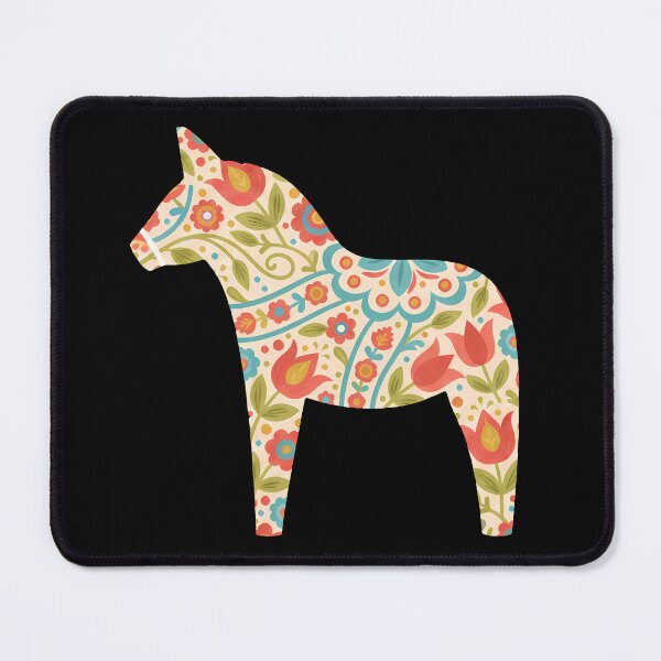Item preview, Cream Dala Horse – Scandinavian Folk Art Fusion by heidiannemorris © designed and sold by FOLK ART FUSION by heidiannemorris.