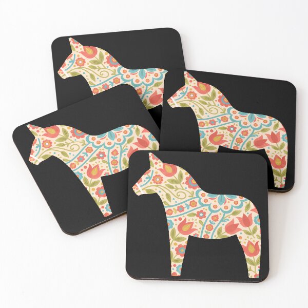 Item preview, Cream Dala Horse – Scandinavian Folk Art Fusion by heidiannemorris © designed and sold by FOLK ART FUSION by heidiannemorris.