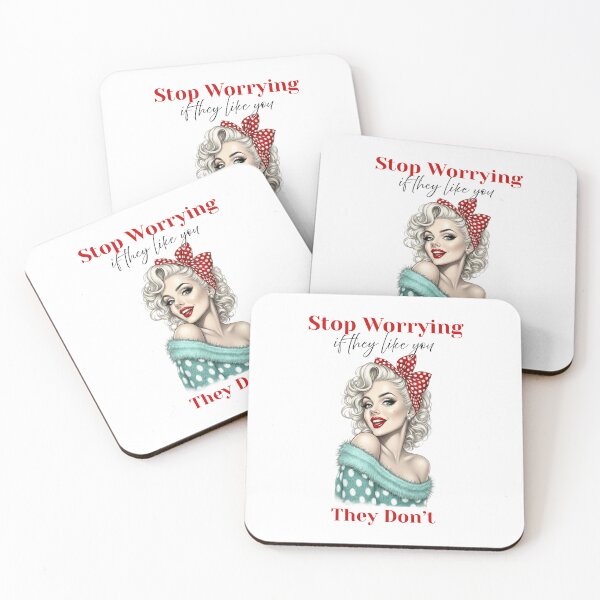 Item preview, Funny Sarcastic Quote Design – Stop Worrying If They Like You They Don’t – Retro Pin Up Girl Attitude designed and sold by KymeraStudio25.