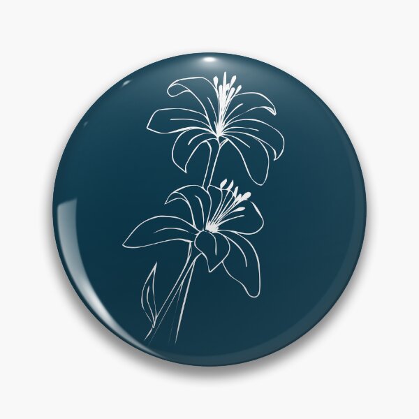 Item preview, Bouquet of 2 Lily Flowers, Line Drawing Symmetric Minimalist Aesthetic Natural Design Midnight Blue designed and sold by SWSandraWechner.