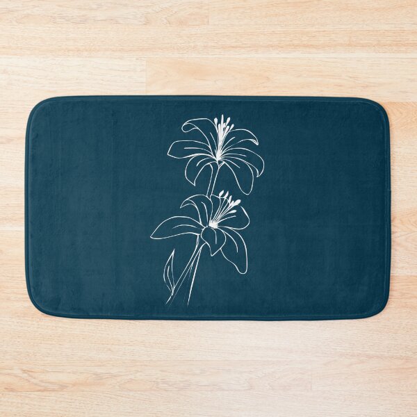 Item preview, Bouquet of 2 Lily Flowers, Line Drawing Symmetric Minimalist Aesthetic Natural Design Midnight Blue designed and sold by SWSandraWechner.