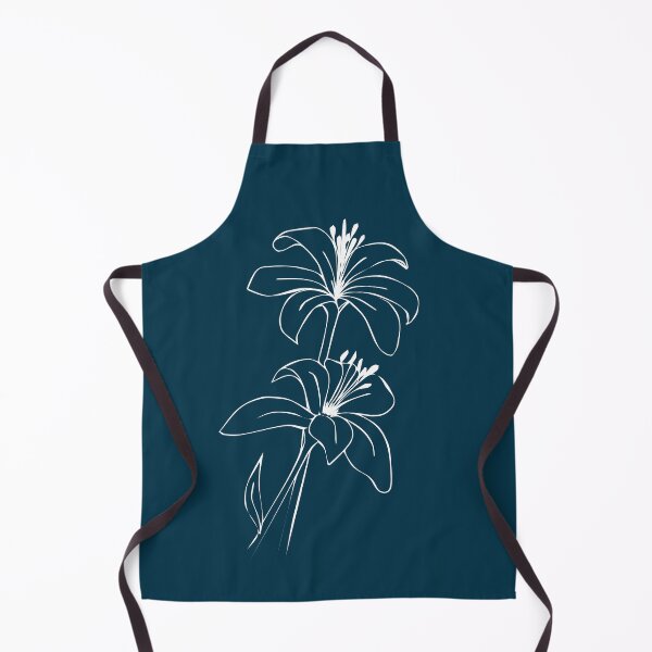 Item preview, Bouquet of 2 Lily Flowers, Line Drawing Symmetric Minimalist Aesthetic Natural Design Midnight Blue designed and sold by SWSandraWechner.